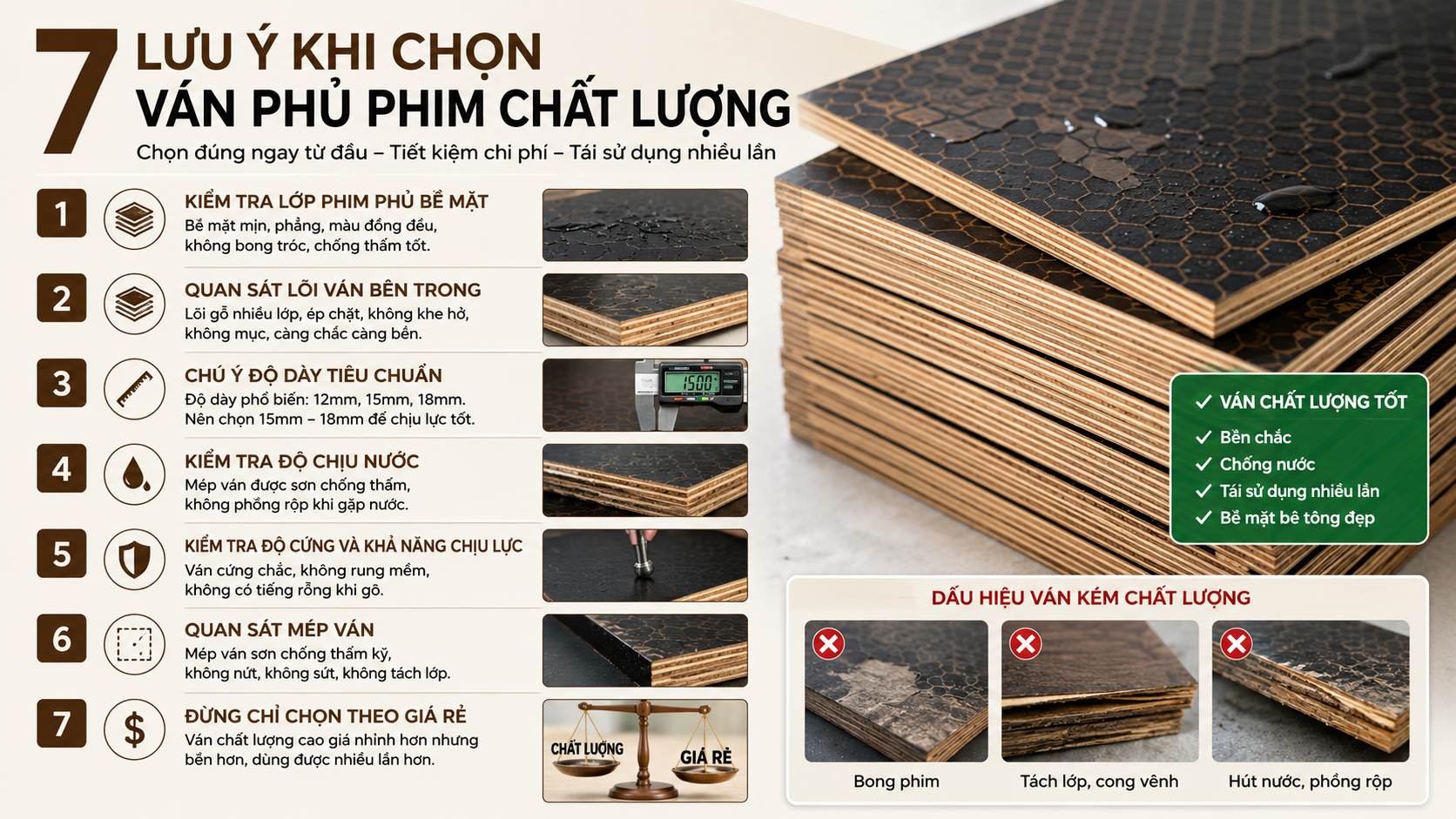 7 lưu ý khi chọn ván phủ phim chất lượng